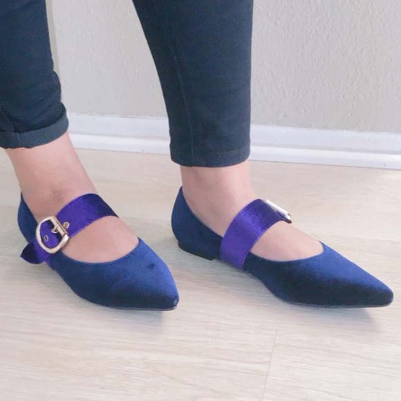 navy velvet shoes ladies